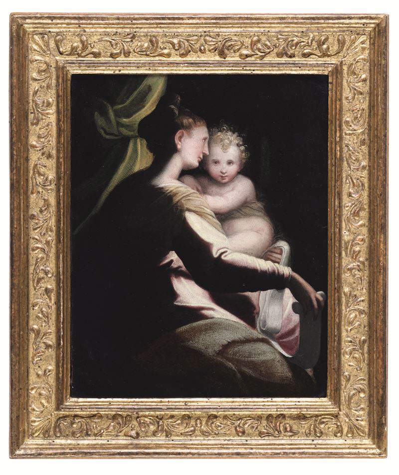 Bernardino India, La Vergine col Bambino (1545 circa; olio su tavola, 24,5 x 19,5 cm) Bernardino India, La Vergine col Bambino (1545 circa; olio su tavola, 24,5 x 19,5 cm)