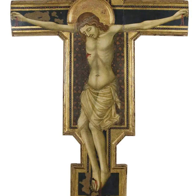 Maestro del Crocifisso Corsi, Crocifisso (primo quarto del XIV secolo; tempera su tavola, 152 x 128 cm) Maestro del Crocifisso Corsi, Crocifisso (primo quarto del XIV secolo; tempera su tavola, 152 x 128 cm)