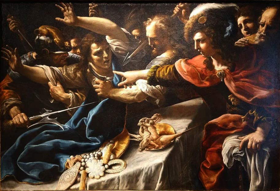 Niccolò Tornioli, Il banchetto di Assalonne (1640 circa; olio su tela, 147,5 x 216,2 cm) Niccolò Tornioli, Il banchetto di Assalonne (1640 circa; olio su tela, 147,5 x 216,2 cm)