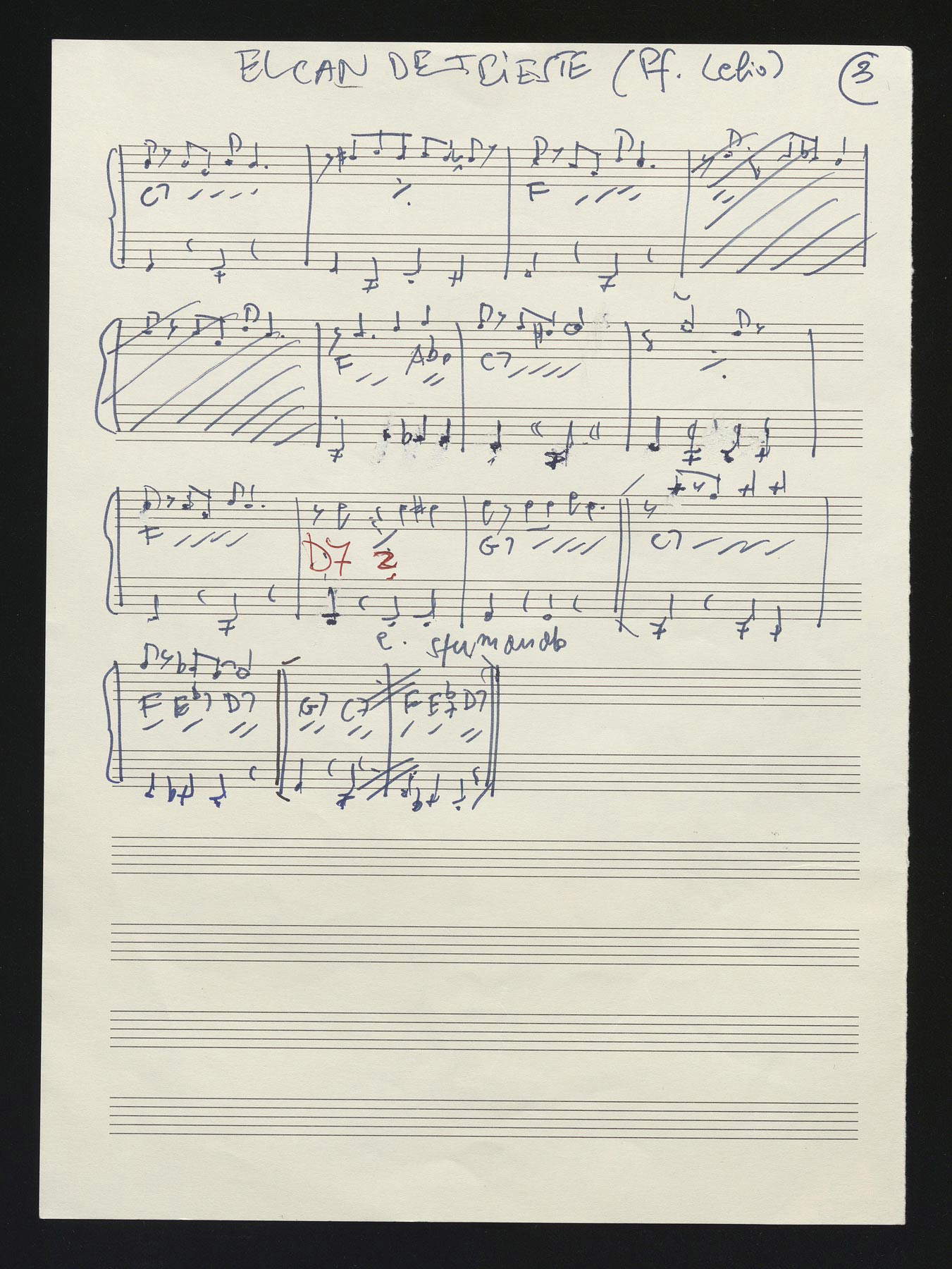 Partitura manuscrita: El can de Trieste, partitura para piano Partitura manuscrita: El can de Trieste, partitura para piano