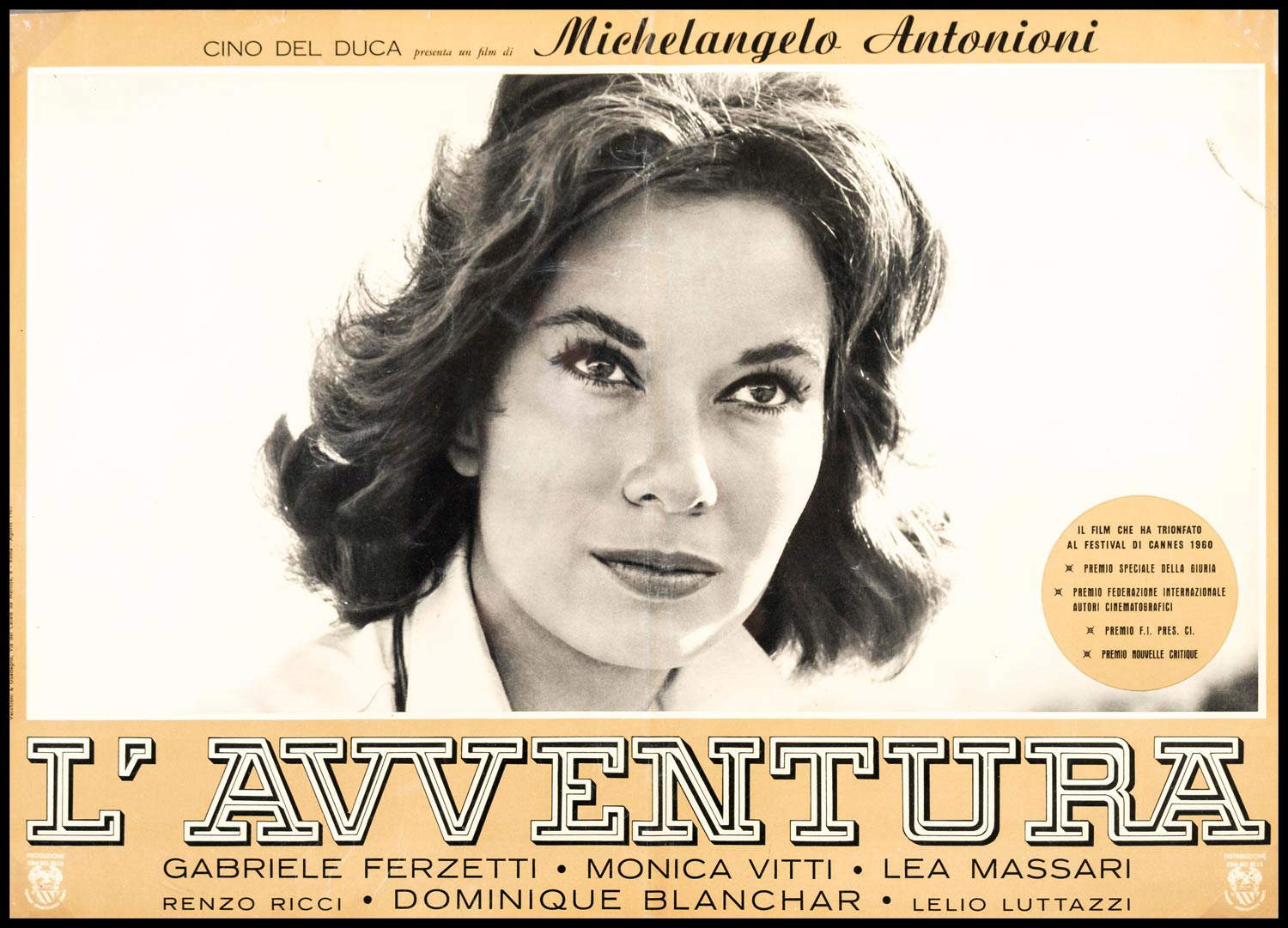 Cartel original de L'avventura, película protagonizada por Luttazzi Cartel original de L'avventura, película protagonizada por Luttazzi