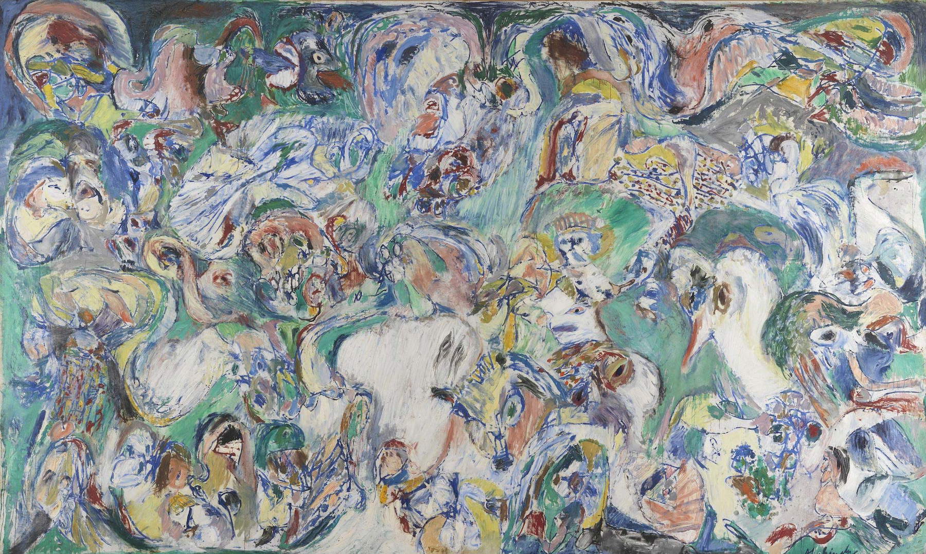 Pierre Alechinsky, Le dernier jour (1964 ; acrylique sur thé, 330 x 500 cm ; Anvers, Musée royal des Beaux-Arts) Pierre Alechinsky, Le dernier jour (1964 ; acrylique sur thé, 330 x 500 cm ; Anvers, Musée royal des Beaux-Arts)