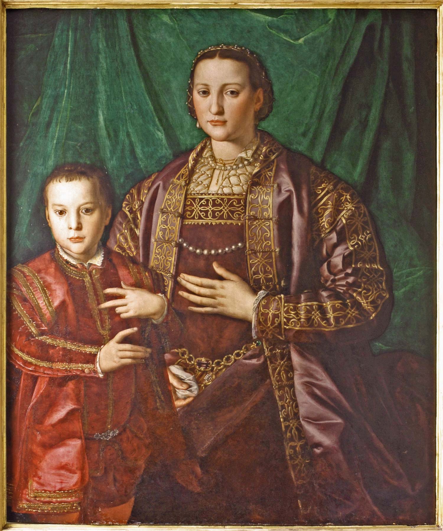 Bronzino, Ritratto di Eleonora di Toledo col figlio Francesco (1549; olio su tavola, 114 x 95 cm; Pisa, Palazzo Reale) Bronzino, Ritratto di Eleonora di Toledo col figlio Francesco (1549; olio su tavola, 114 x 95 cm; Pisa, Palazzo Reale)