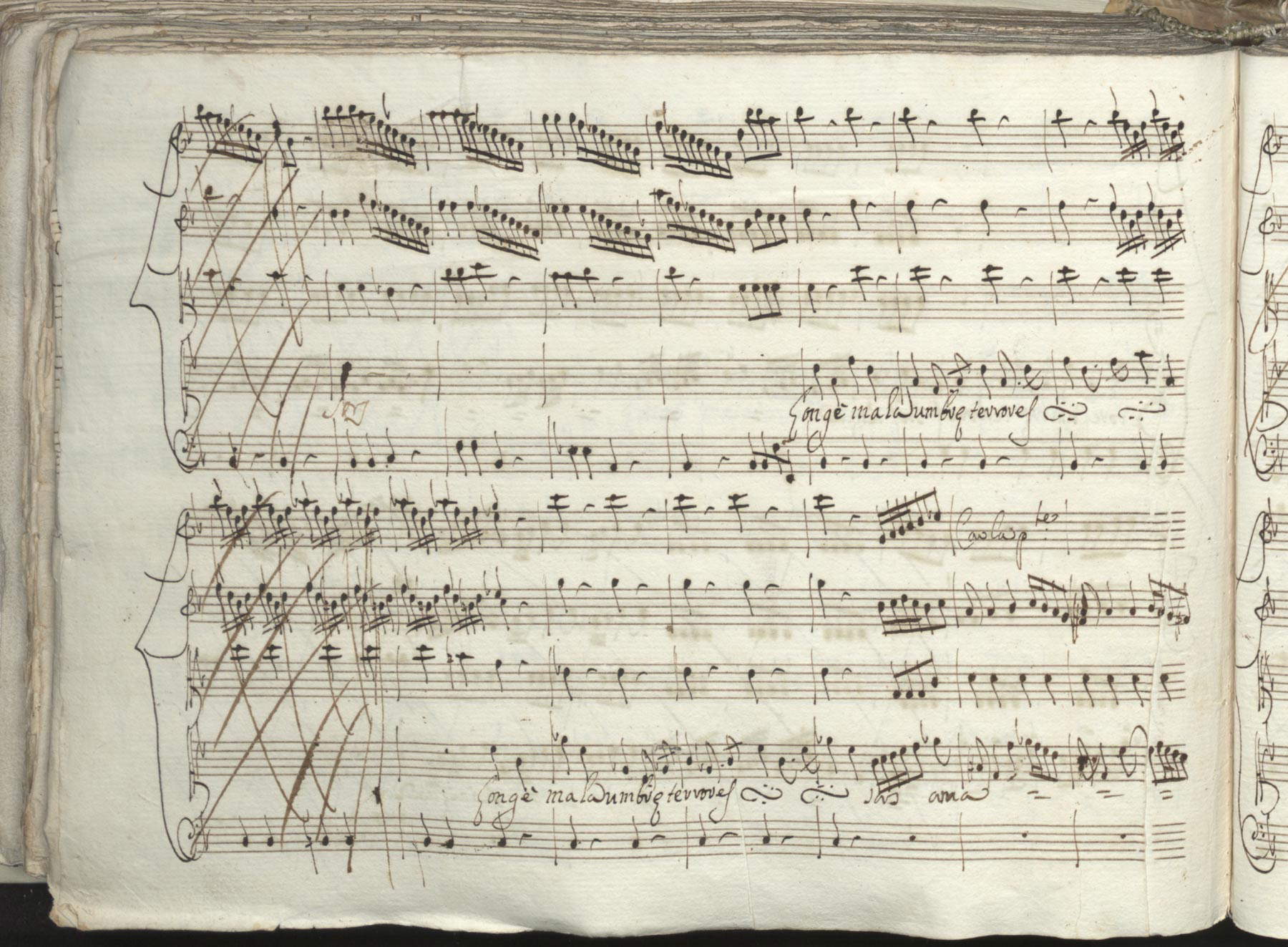 Antonio Vivaldi, Mottetto per ogni tempo a canto solo con istromenti [RV 629]. Partitura autografa del mottetto Longe mala, umbrae, terrores per soprano, archi e basso continuo. Biblioteca Nazionale Universitaria di Torino, ms. Giordano 32, c. 168v