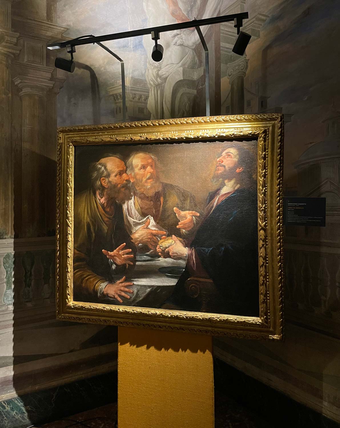 Gioacchino Assereto, Cena in Emmaus (1645-1650; olio su tela, 90 x 113 cm; Collezione privata) Gioacchino Assereto, Cena in Emmaus (1645-1650; olio su tela, 90 x 113 cm; Collezione privata)