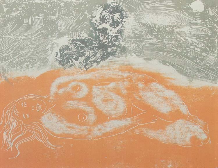 Gianni Verna, Hommage au Corrège. Jupiter et Io (2022 ; gravure sur bois, 460 x 593 mm)