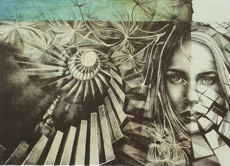 Roberta Pancera, Step (2022 ; pointe sèche avec support, 250 x 350 mm)