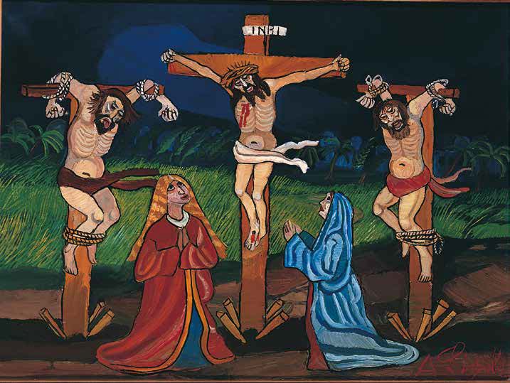 Antonio Ligabue, Crocifissione (s.d.; olio su tela, 59 x 79 cm; Collezione privata) Antonio Ligabue, Crocifissione (s.d.; olio su tela, 59 x 79 cm; Collezione privata)