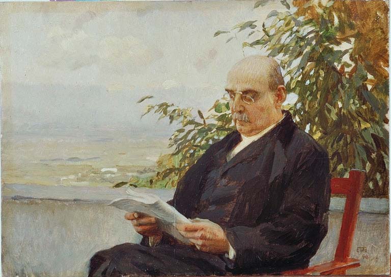 Portrait de Corrado Ricci dans un tableau du peintre Tito Ettore datant de 1913 Portrait de Corrado Ricci dans un tableau du peintre Tito Ettore datant de 1913