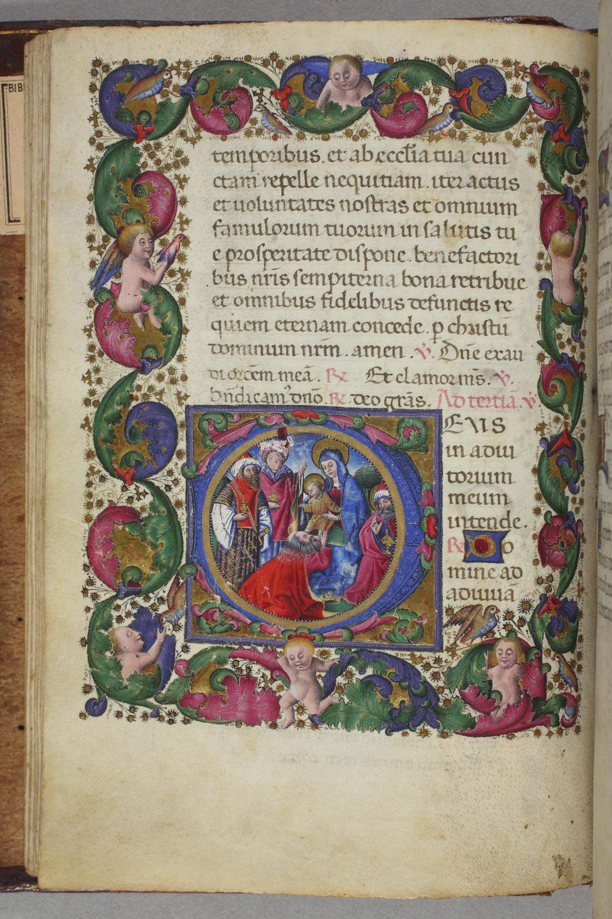 Libro d'Ore di Alfonso il Magnanimo, Adorazione dei Magi (1455-1458; carta, 220 x 160 mm; Napoli, Biblioteca Nazionale, Ms. I B 55, c. 30v)
