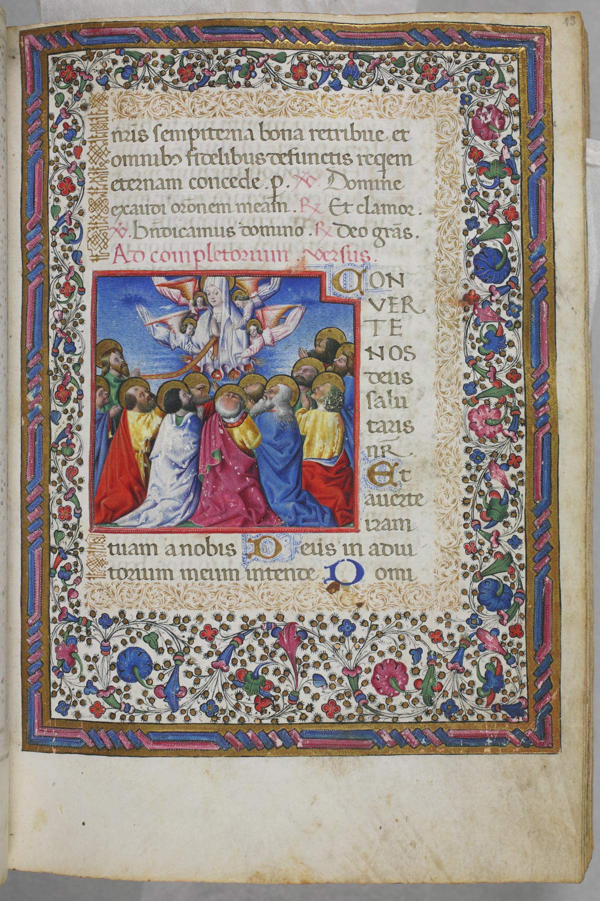 Libro d'Ore di Alfonso il Magnanimo, Assunzione della Vergine (1455-1458; carta, 220 x 160 mm; Napoli, Biblioteca Nazionale, Ms. I B 55, c. 43r)