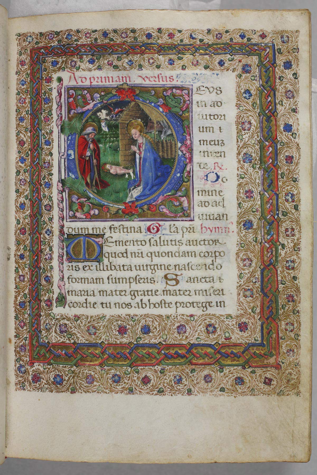 Libro d'Ore di Alfonso il Magnanimo, Nativit&agrave; (1455-1458; carta, 220 x 160 mm; Napoli, Biblioteca Nazionale, Ms. I B 55, c. 28r)