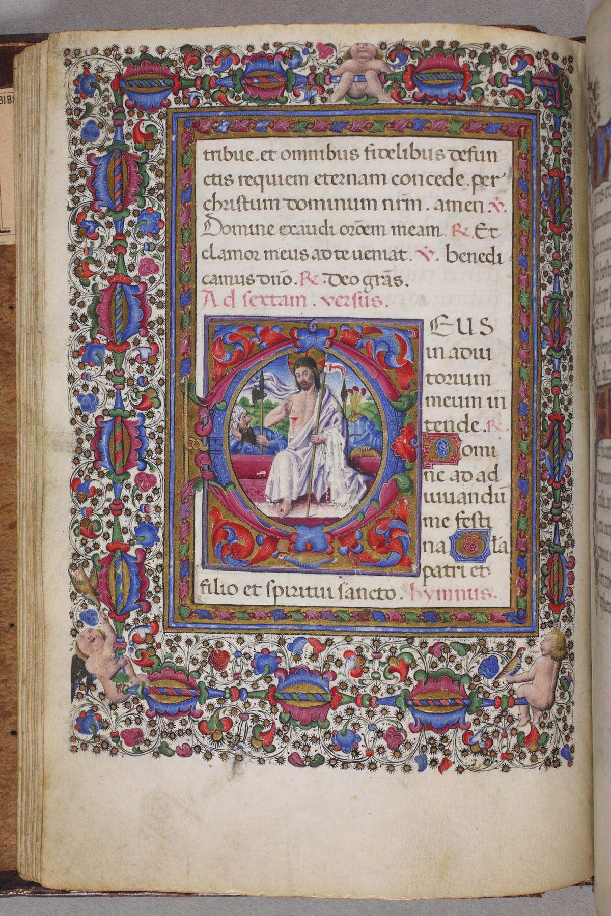 Libro d'Ore di Alfonso il Magnanimo, Resurrezione (1455-1458; carta, 220 x 160 mm; Napoli, Biblioteca Nazionale, Ms. I B 55, c. 33v)