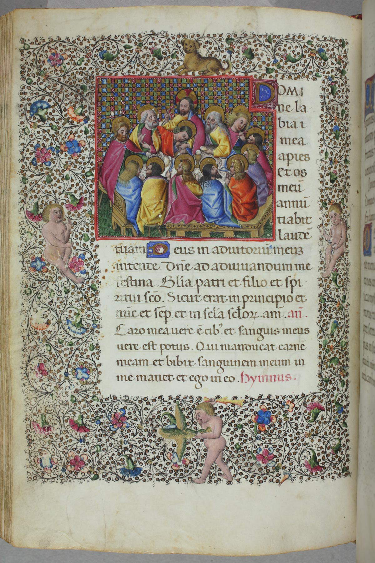 Libro d'Ore di Alfonso il Magnanimo, Ultima cena (1455-1458; carta, 220 x 160 mm; Napoli, Biblioteca Nazionale, Ms. I B 55, c. 135v)