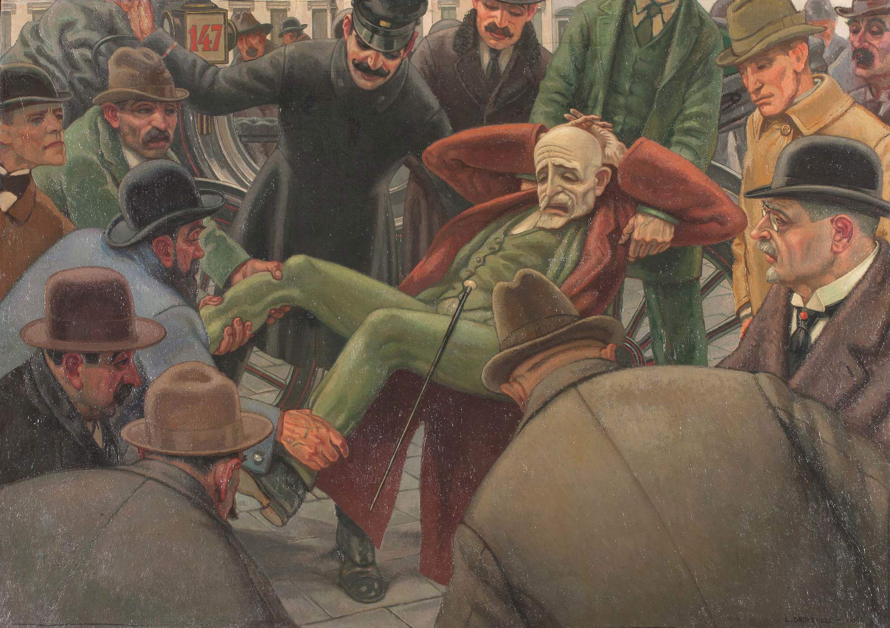 Leonardo Dudreville, El caído (1919; óleo sobre lienzo, 84,5 x 119,3 cm; Milán, Museo del Novecento) Leonardo Dudreville, El caído (1919; óleo sobre lienzo, 84,5 x 119,3 cm; Milán, Museo del Novecento)