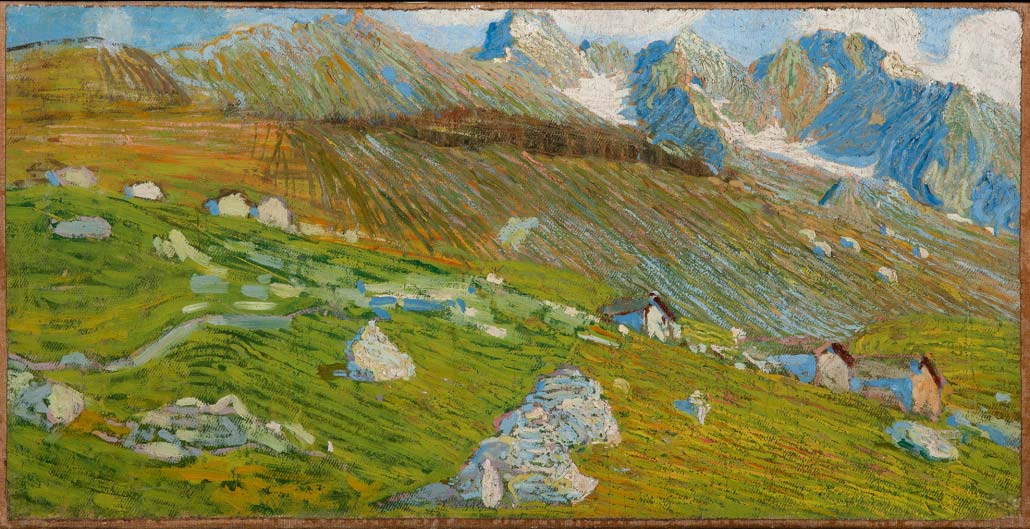 Leonardo Dudreville, Primavera en Valsassina (1907-1908; óleo sobre lienzo, 30 x 59,7 cm; Tortona, Museo Il Divisionismo) Leonardo Dudreville, Primavera en Valsassina (1907-1908; óleo sobre lienzo, 30 x 59,7 cm; Tortona, Museo Il Divisionismo)