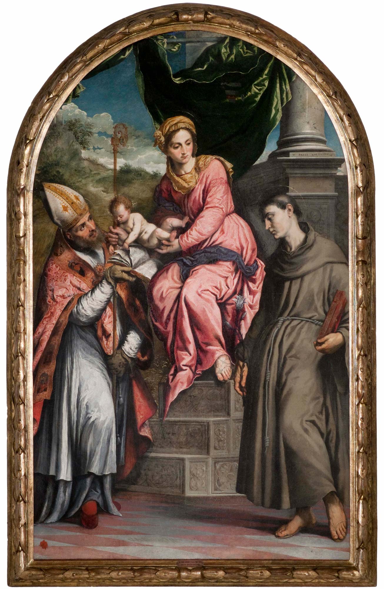 Paris Bordon, Madonna con il Bambino in trono tra i santi Enrico di Uppsala e Antonio da Padova (Pala Tanzi) (1536-1537 circa; olio su tela, 190 x 114 cm; Bari, Pinacoteca Metropolitana di Bari &ldquo;Corrado Giaquinto&rdquo;)