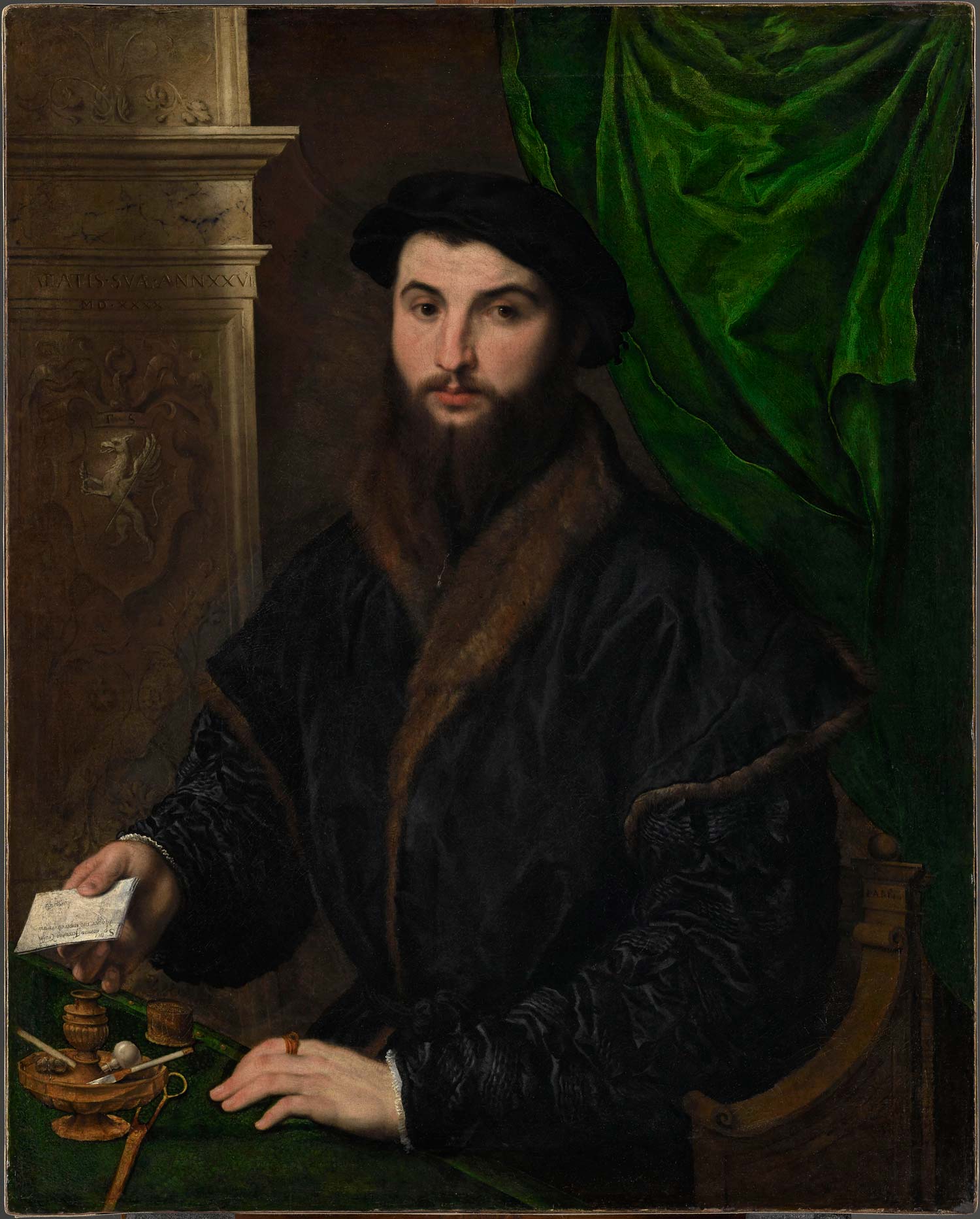 Paris Bordon, Ritratto di Thomas Stahel (1540; olio su tela, 107 &times; 86 cm; Parigi, Mus&eacute;e du Louvre, D&eacute;partement des Peintures)