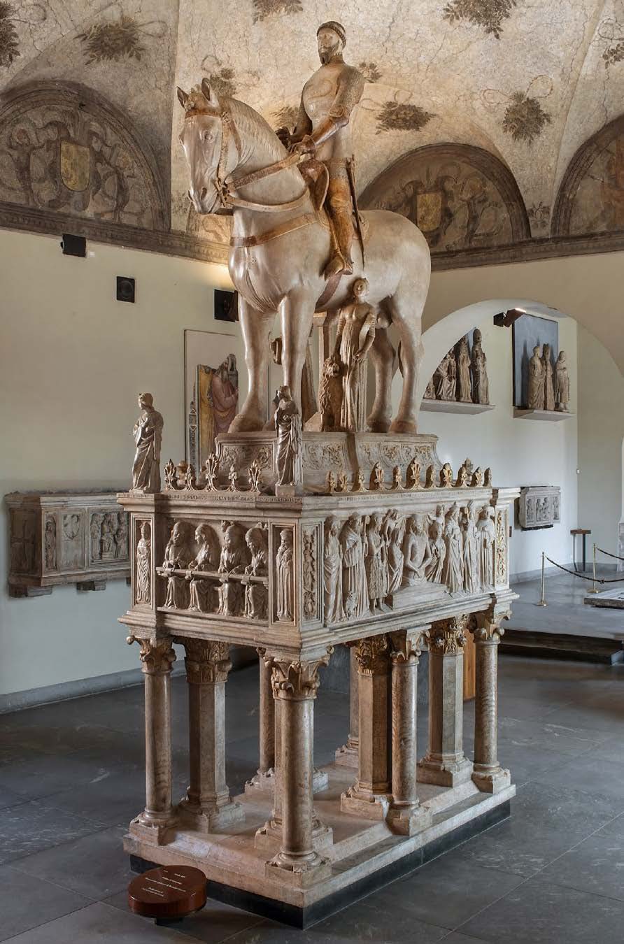 Bonino da Campione, Monumento ecuestre a Bernabò Visconti (1363; mármol con restos de policromía, 586,5 x 157,5 x 271,5; Milán, Castello Sforzesco, Museo de Arte Antiguo) Bonino da Campione, Monumento ecuestre a Bernabò Visconti (1363; mármol con restos de policromía, 586,5 x 157,5 x 271,5; Milán, Castello Sforzesco, Museo de Arte Antiguo)