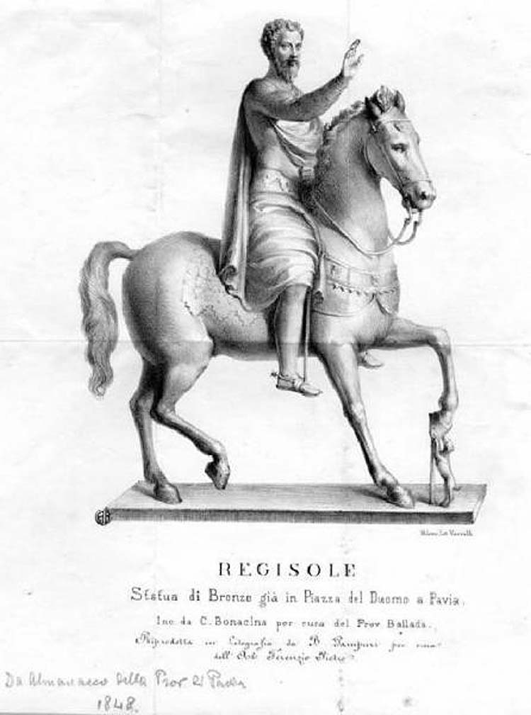 Basilio Pampuri a partir de un dibujo de Cesare Augusto Bonacina, Estatua de Regisole (c. 1840; impresión, 140 x 230 mm; Milán, Civiche Raccolte Grafiche e Fotografiche, Civica Raccolta delle Stampe Achille Bertarelli) Basilio Pampuri a partir de un dibujo de Cesare Augusto Bonacina, Estatua de Regisole (c. 1840; impresión, 140 x 230 mm; Milán, Civiche Raccolte Grafiche e Fotografiche, Civica Raccolta delle Stampe Achille Bertarelli)