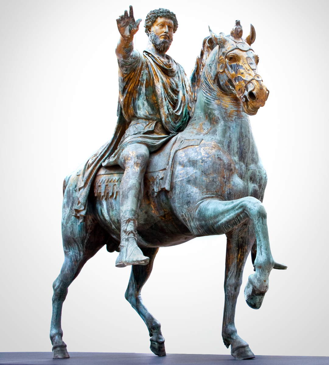 Arte romano, Monumento ecuestre a Marco Aurelio (161-180 d.C.; bronce, altura 424 cm; Roma, Museos Capitolinos) Arte romano, Monumento ecuestre a Marco Aurelio (161-180 d.C.; bronce, altura 424 cm; Roma, Museos Capitolinos)