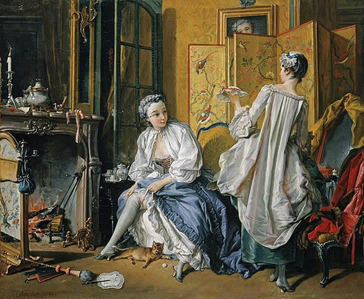 François Boucher, La toilette (1742; olio su tela, 52,5 x 66,5 cm; Madrid, Museo Nacional, Thyssen-Bornemisza) François Boucher, La toilette (1742; olio su tela, 52,5 x 66,5 cm; Madrid, Museo Nacional, Thyssen-Bornemisza)