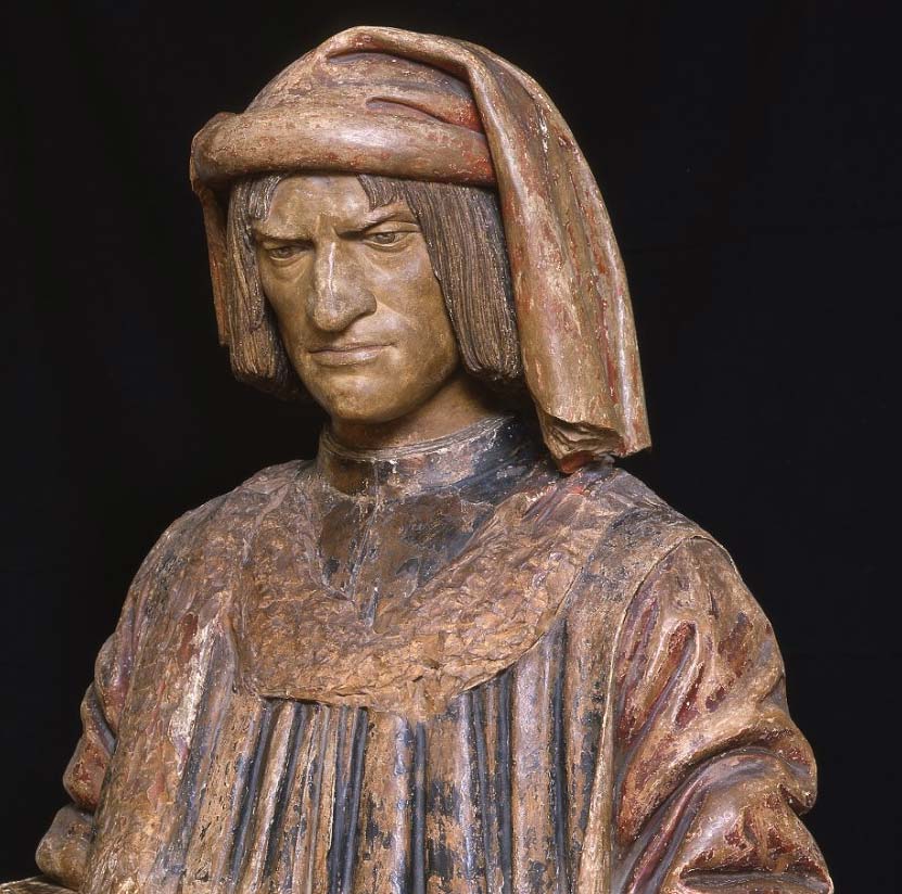Pietro Torrigiani (attribuito a), Busto di Lorenzo il Magnifico (1515-1520 circa; terracotta policroma, 82 x 80 x 42 cm; Firenze, Collezione Liana Salvadori e Carlo Carnevali) Pietro Torrigiani (attribuito a), Busto di Lorenzo il Magnifico (1515-1520 circa; terracotta policroma, 82 x 80 x 42 cm; Firenze, Collezione Liana Salvadori e Carlo Carnevali)