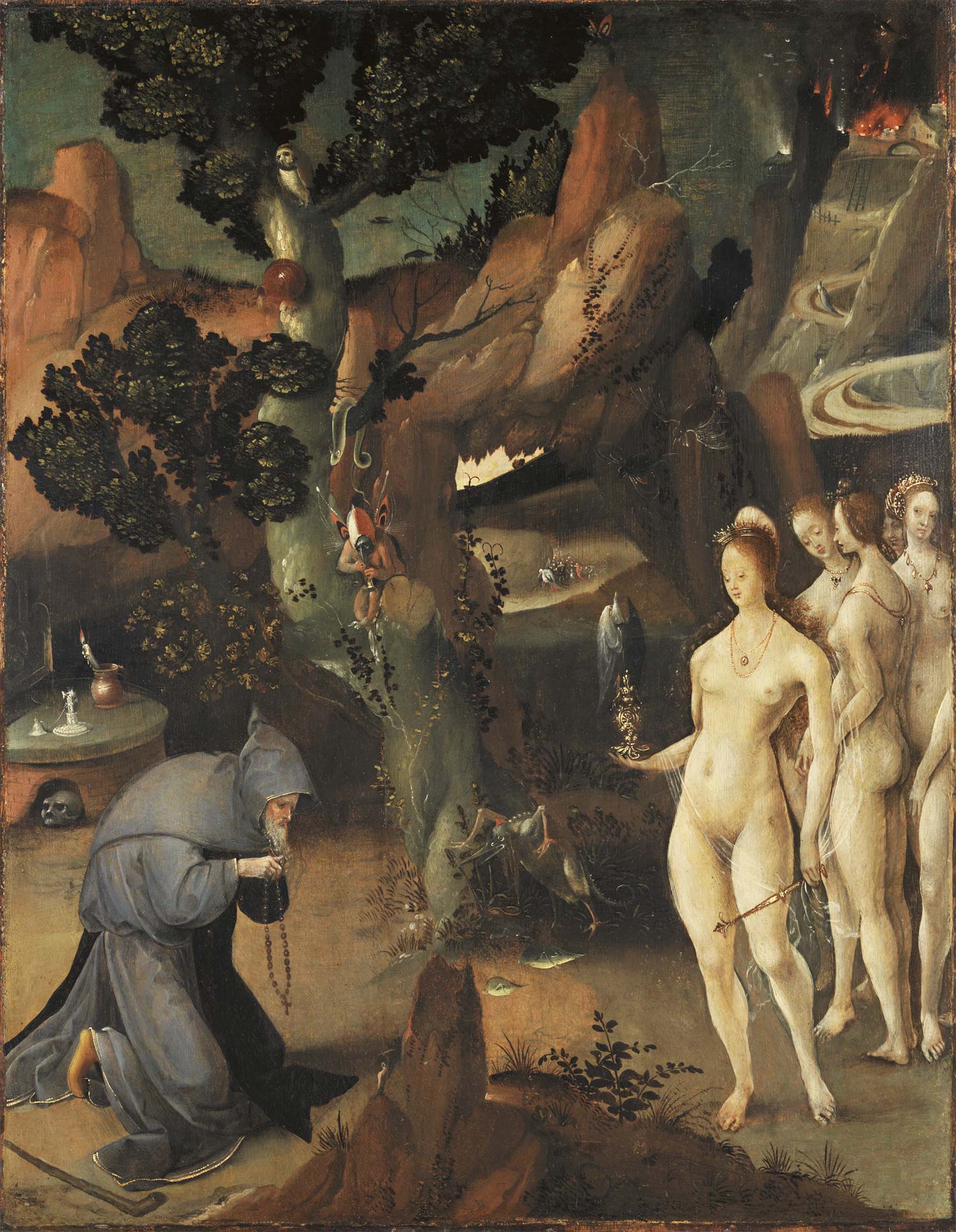 Jan Wellens de Cock, Las tentaciones de San Antonio (c. 1520; óleo sobre tabla, 60 x 45,4 cm; Museo Nacional Thyssen-Bornemisza, Madrid, inv. 1928.5) Jan Wellens de Cock, Las tentaciones de San Antonio (c. 1520; óleo sobre tabla, 60 x 45,4 cm; Museo Nacional Thyssen-Bornemisza, Madrid, inv. 1928.5)