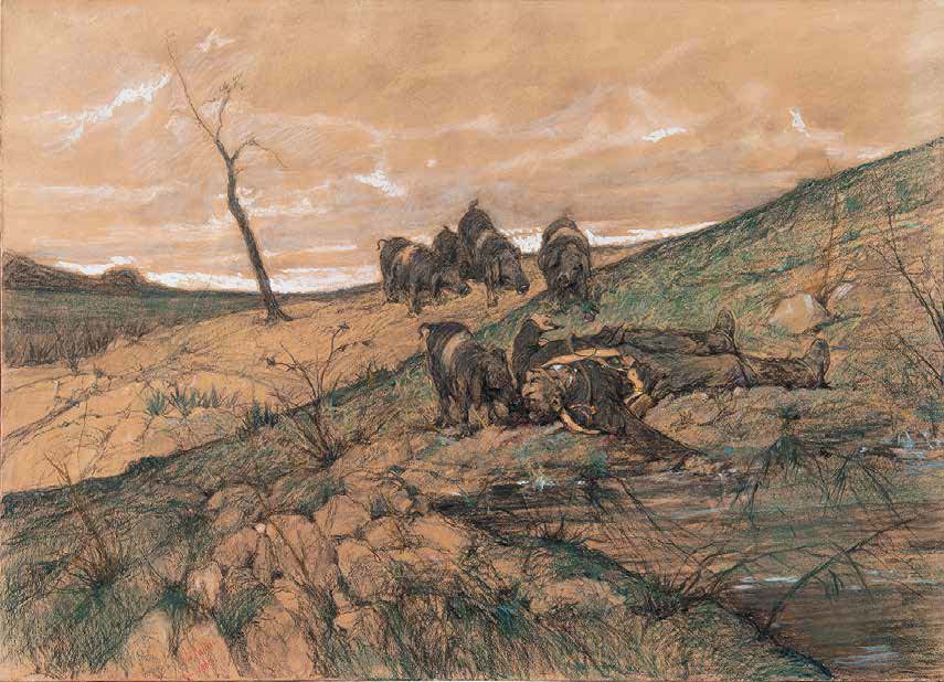 Giovanni Fattori, Pro patria mori (1900; tecnica mista su carta, 70 x 100 cm; Collezione privata) Giovanni Fattori, Pro patria mori (1900; tecnica mista su carta, 70 x 100 cm; Collezione privata)