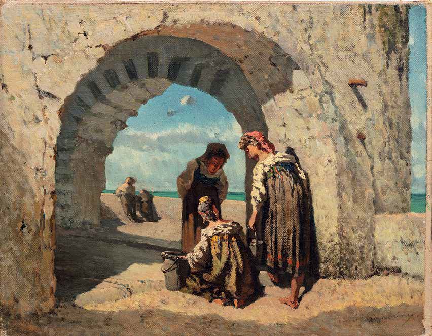 Telemaco Signorini, Acquaiole a La Spezia (1860 circa; olio su tela, 40 x 31,5 cm; Collezione privata) Telemaco Signorini, Acquaiole a La Spezia (1860 circa; olio su tela, 40 x 31,5 cm; Collezione privata)