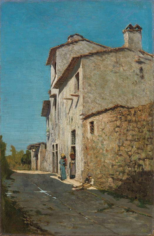 Telemaco Signorini, Nei ditorni di Firenze (Case a Piagentina) (1865-66; olio su tela, 42,2 x 27,5 cm; Collezione privata) Telemaco Signorini, Nei ditorni di Firenze (Case a Piagentina) (1865-66; olio su tela, 42,2 x 27,5 cm; Collezione privata)