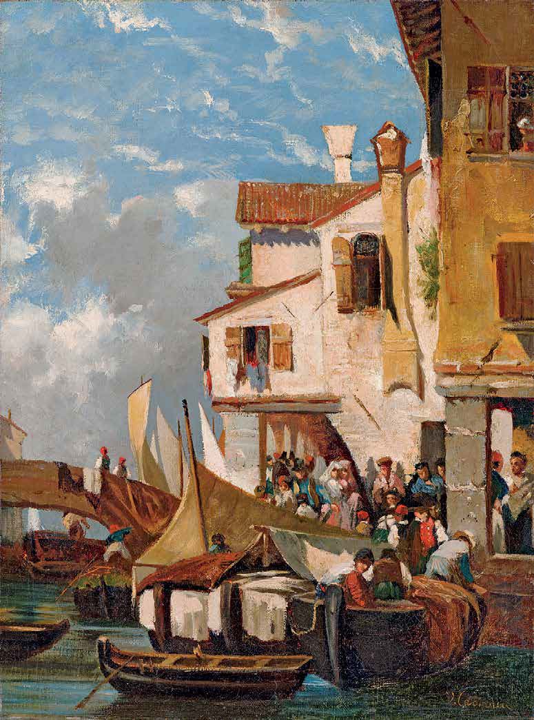Vincenzo Cabianca, Sposalizio a Chioggia (1856; olio su tela, 49 x 37 cm; Collezione privata) Vincenzo Cabianca, Sposalizio a Chioggia (1856; olio su tela, 49 x 37 cm; Collezione privata)