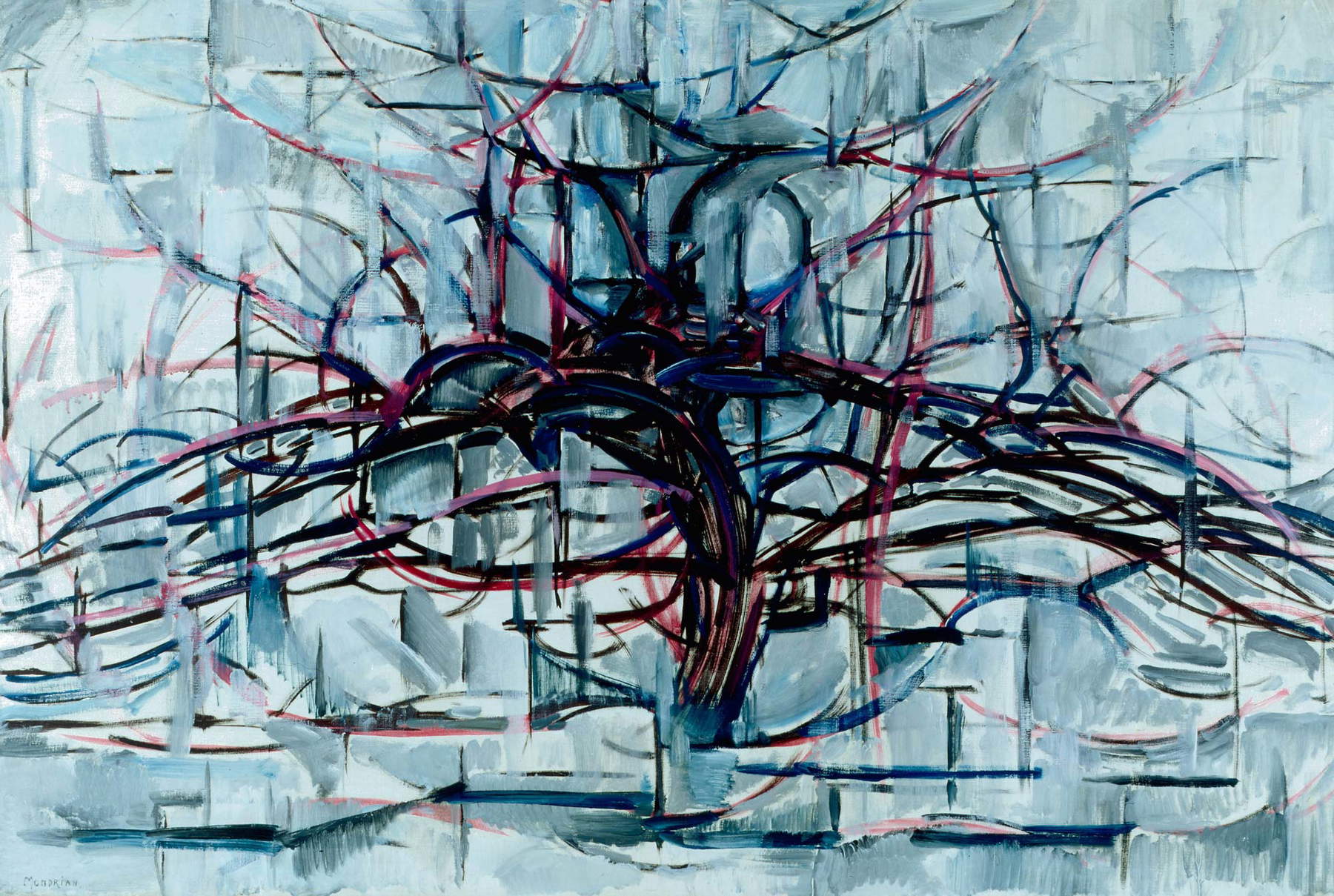 Piet Mondrian, Árbol (1912; óleo sobre lienzo, 74,9 x 111,8 cm; Utica, Munson-Williams-Proctor Arts Institute) Piet Mondrian, Árbol (1912; óleo sobre lienzo, 74,9 x 111,8 cm; Utica, Munson-Williams-Proctor Arts Institute)