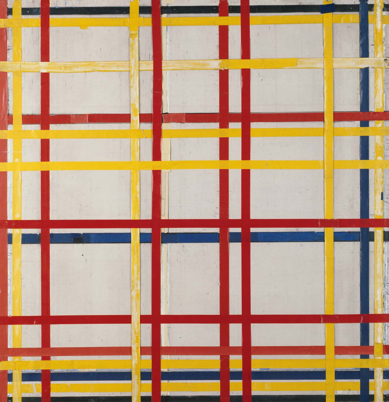 Piet Mondrian, Ciudad de Nueva York I (1941; óleo sobre papel aplicado a lienzo, 120 x 115,2; Mondrian/Holtzman Trust) Piet Mondrian, Ciudad de Nueva York I (1941; óleo sobre papel aplicado a lienzo, 120 x 115,2; Mondrian/Holtzman Trust)