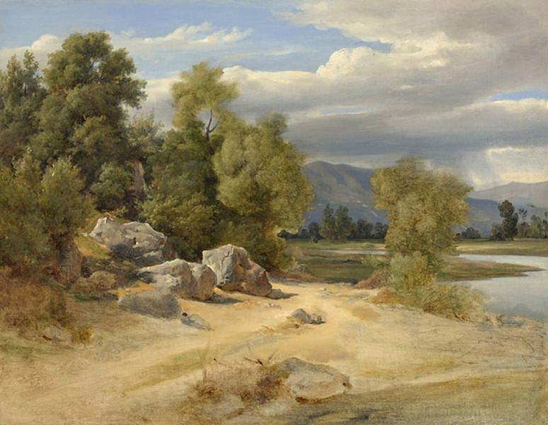 Andr&eacute; Giroux, Paisaje en Narni (1829; óleo sobre papel aplicado a lienzo, 34,6 x 44,5 cm; Colección particular)