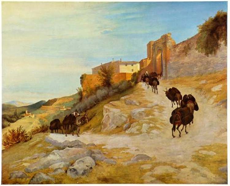 Karl Blechen, Subida a Narni (hacia 1830; óleo sobre lienzo, 52 x 64 cm; Berlín, Staatliche Museen)