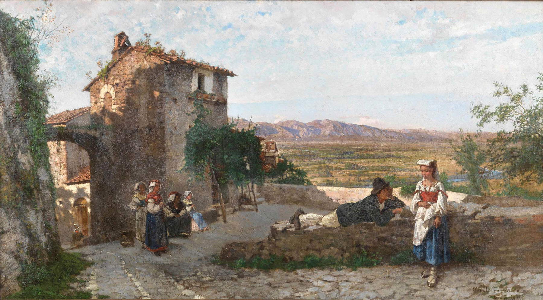 Michele Cammarano, Un patio en Narni (1899; óleo sobre lienzo, 90 x 49 cm; colección particular)