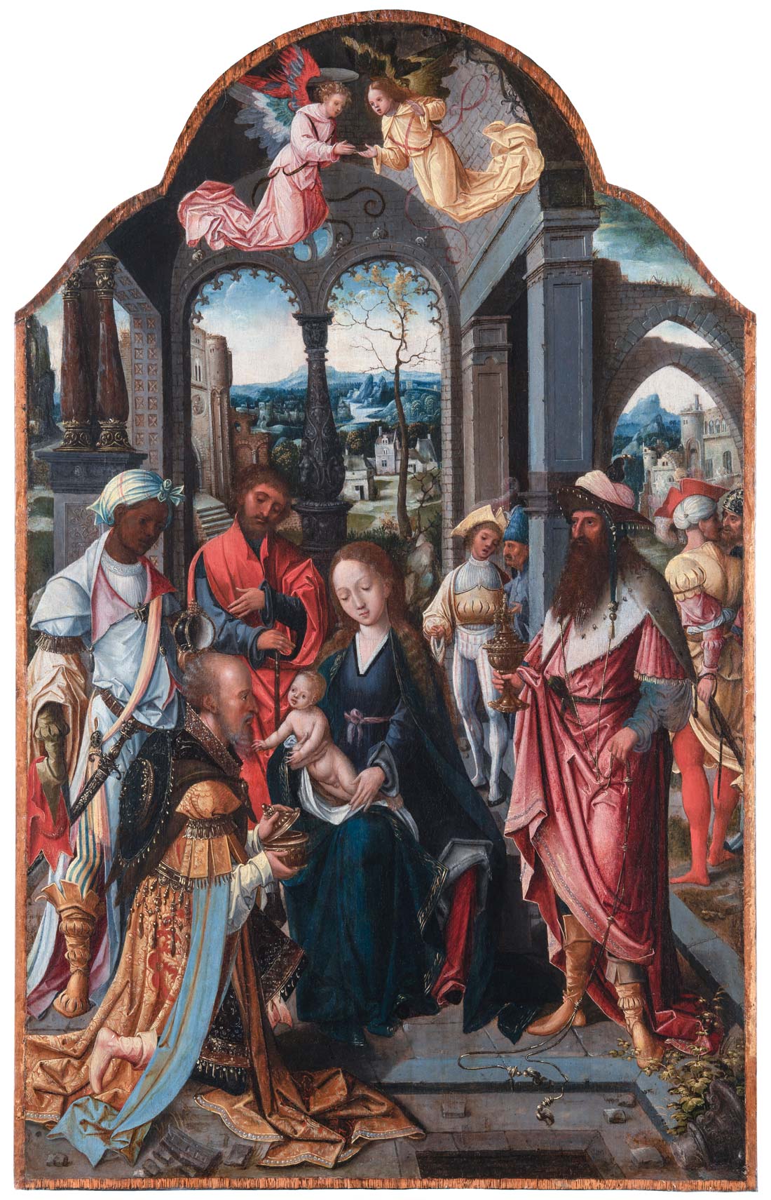 Joris Fraet, Adoración de los Magos (c. 1520; óleo sobre tabla, 90 x 57 cm)