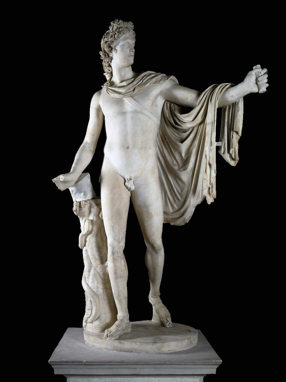 Roman art, Apollo of the Belvedere (2nd century AD, Roman copy of the Greek original by Leocare from 330-320 BC; marble, height 224 cm; Vatican City, Vatican Museums) Roman art, Apollo of the Belvedere (2nd century AD, Roman copy of the Greek original by Leocare from 330-320 BC; marble, height 224 cm; Vatican City, Vatican Museums)