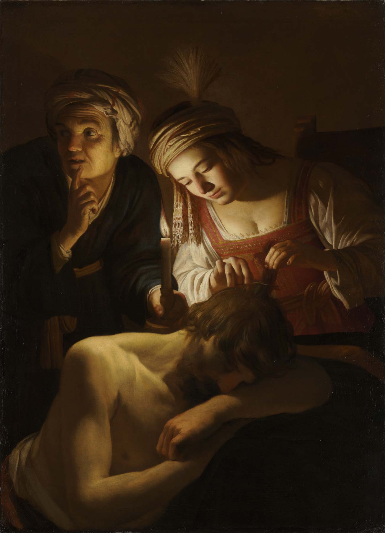 Gerrit van Honthorst, Samson und Delilah (um 1615; Öl auf Leinwand, 129 x 94 cm; Cleveland, The Cleveland Museum of Art) Gerrit van Honthorst, Samson und Delilah (um 1615; Öl auf Leinwand, 129 x 94 cm; Cleveland, The Cleveland Museum of Art)