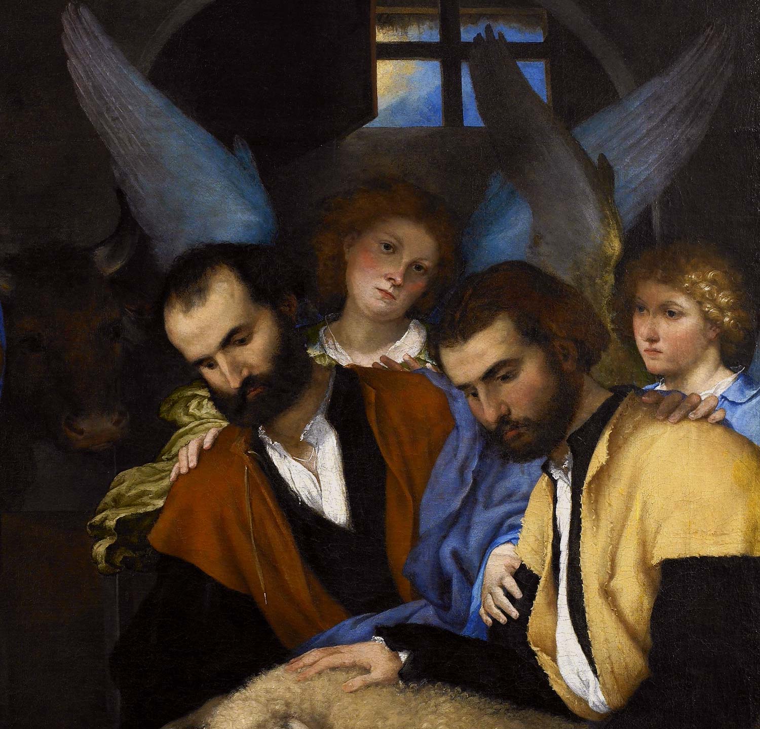 Lorenzo Lotto, Adorazione dei pastori, dettaglio Lorenzo Lotto, Adorazione dei pastori, dettaglio