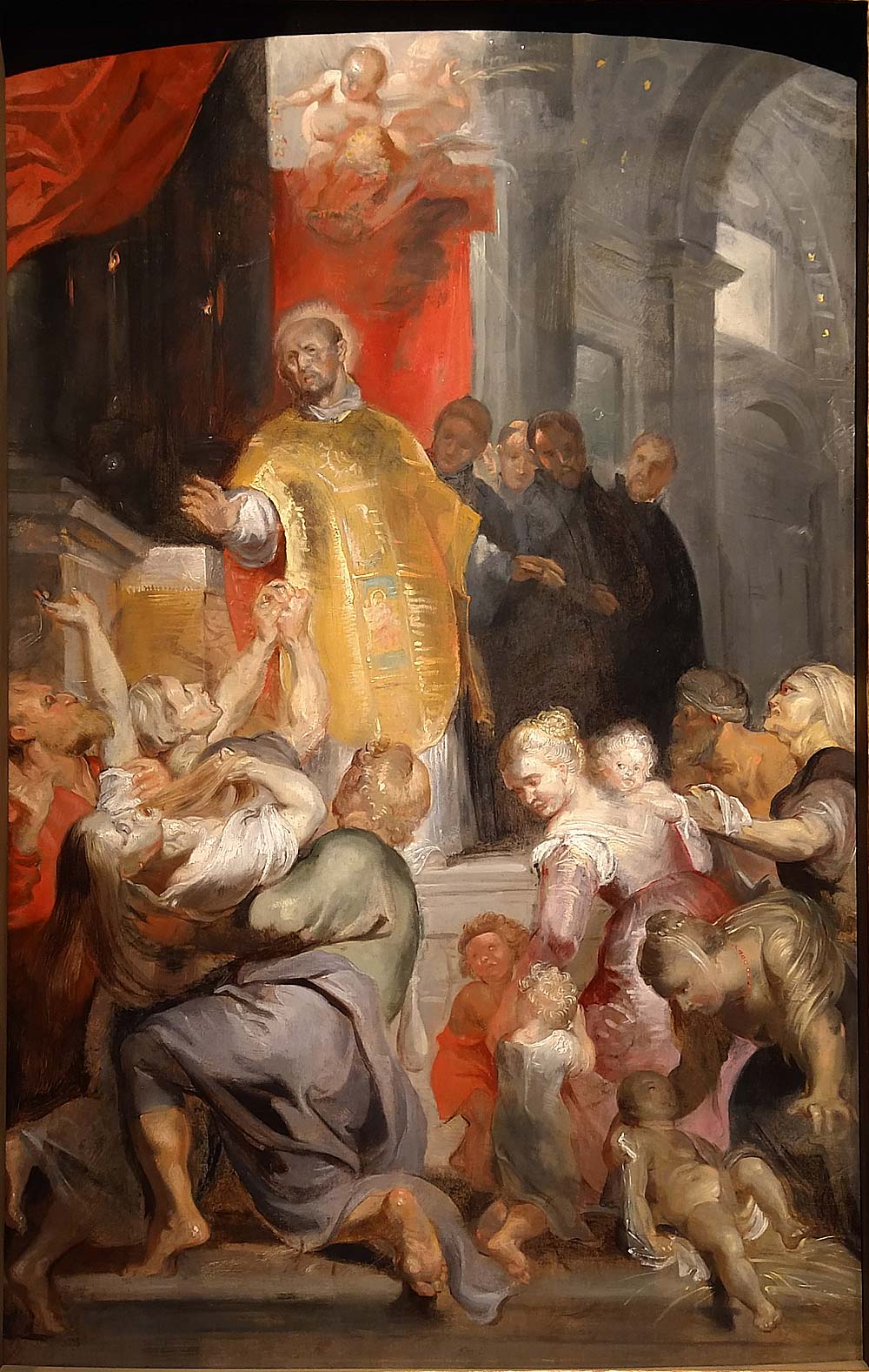 Pieter Paul Rubens, Die Wunder des seligen Ignatius von Loyola (um 1619; Öl auf Eichenholzplatte, 73,7 x 50,2 cm; London, Dulwich Picture Gallery) Pieter Paul Rubens, Die Wunder des seligen Ignatius von Loyola (um 1619; Öl auf Eichenholzplatte, 73,7 x 50,2 cm; London, Dulwich Picture Gallery)