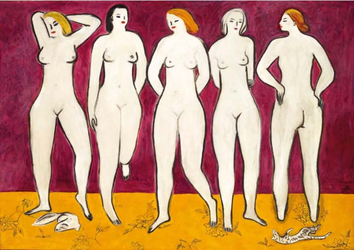 Sanyu, Cinq Nus (1950-1959; olio su masonite, 120 x 172 cm) Sanyu, Cinq Nus (1950-1959; olio su masonite, 120 x 172 cm)