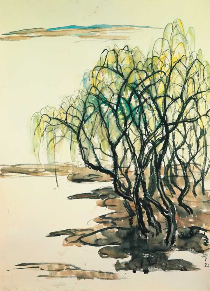 Sanyu, Paysage avec saules (1920-1921; inchiostro e acquerello su carta, 90 x 75 cm) Sanyu, Paysage avec saules (1920-1921; inchiostro e acquerello su carta, 90 x 75 cm)