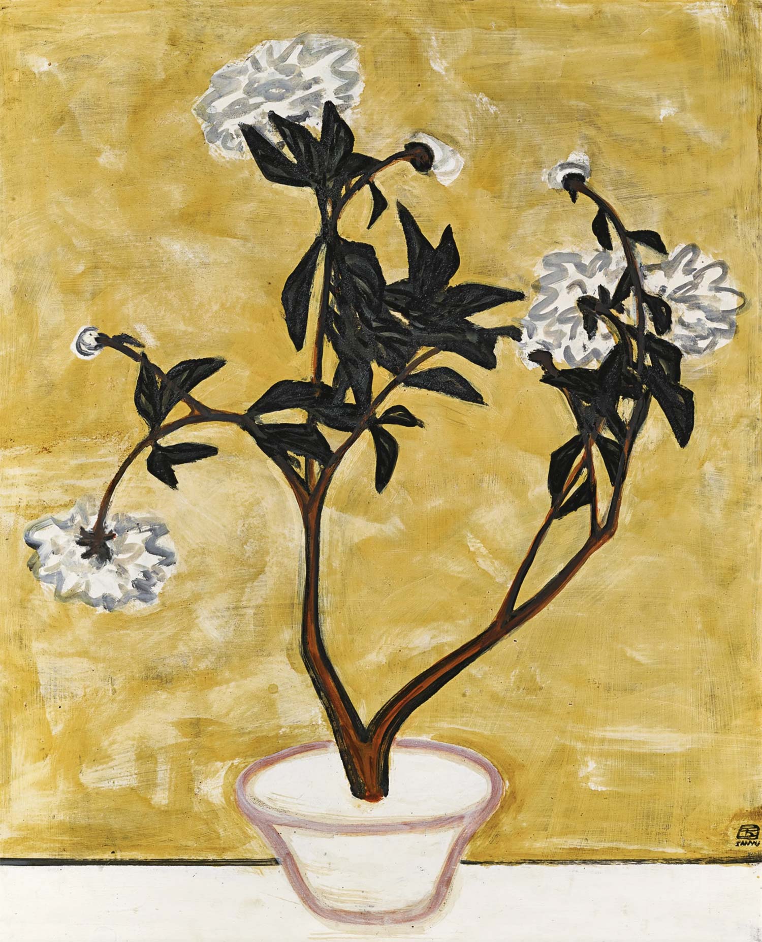 Sanyu, Pot de pivoines (1940-1949; olio su masonite, 79,5 x 65 cm) Sanyu, Pot de pivoines (1940-1949; olio su masonite, 79,5 x 65 cm)