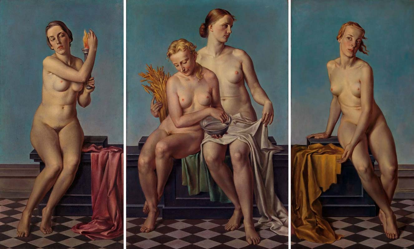 Adolf Ziegler, I quattro elementi (prima del 1937; tela, 171,3 x 110,5 cm; Monaco di Baviera, Pinakothek der Moderne)