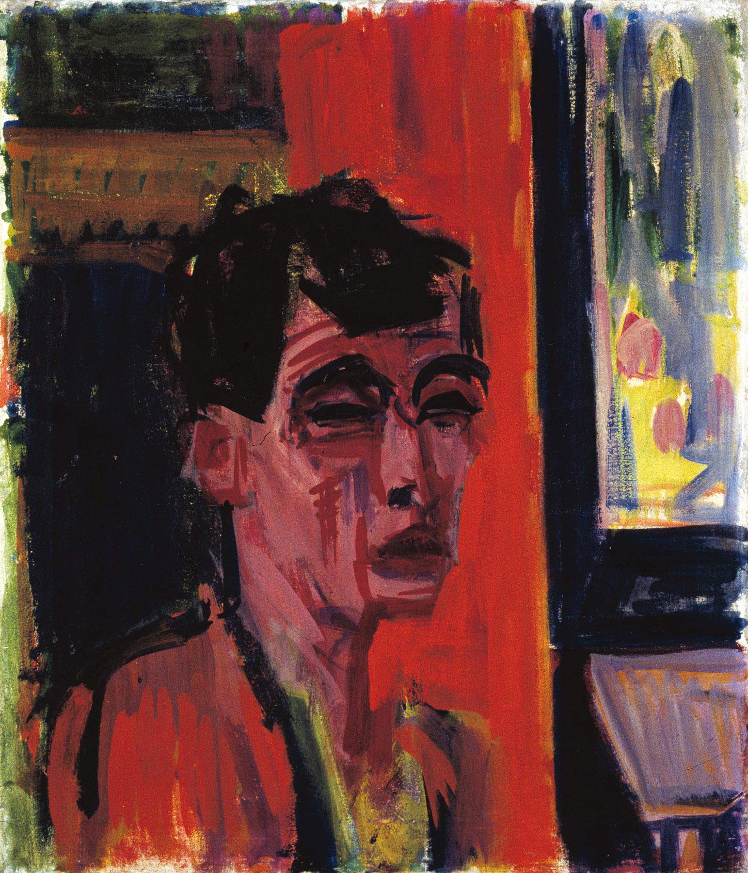 Albert Müller, Testa (Autoritratto) (1926; Olio su tela, 66,5 x 57,5 cm; Coira, Museo d’arte dei Grigioni) ©  Bündner Kunstmuseum Chur Albert Müller, Testa (Autoritratto) (1926; Olio su tela, 66,5 x 57,5 cm; Coira, Museo d’arte dei Grigioni) ©  Bündner Kunstmuseum Chur