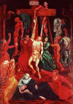 Aligi Sassu, Deposición (1943; óleo sobre lienzo, 300 x 200 cm; Ciudad del Vaticano, Museos Vaticanos) Aligi Sassu, Deposición (1943; óleo sobre lienzo, 300 x 200 cm; Ciudad del Vaticano, Museos Vaticanos)