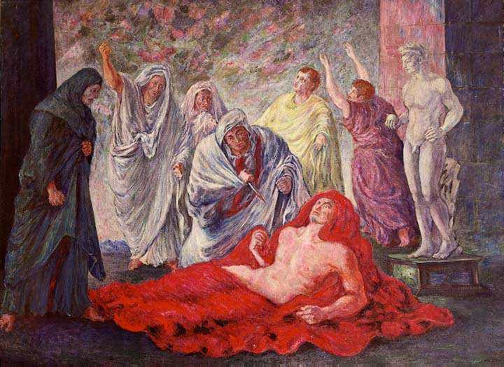 Aligi Sassu, Muerte de César (1938-1940; óleo sobre lienzo, 47 x 63 cm; Milán, Casa Museo Boschi Di Stefano) Aligi Sassu, Muerte de César (1938-1940; óleo sobre lienzo, 47 x 63 cm; Milán, Casa Museo Boschi Di Stefano)