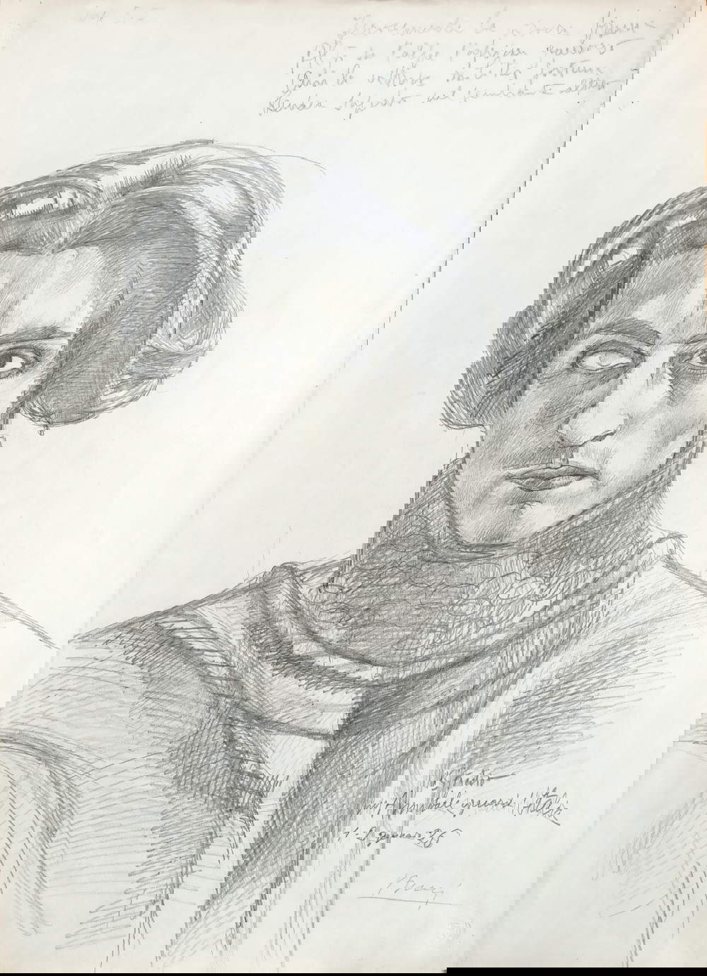 Anselmo Bucci, Studio für Leonardo Dudreville posiert für Hannibal schaut auf Italien